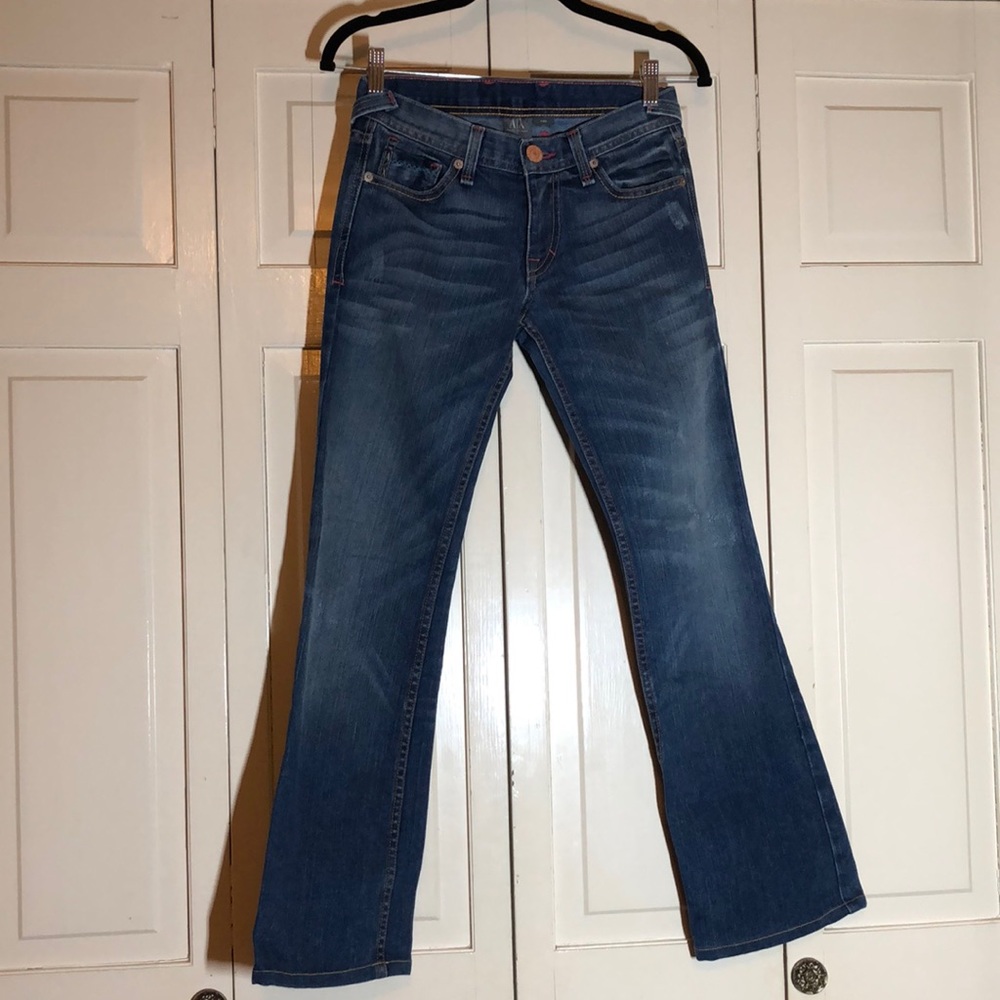 Armani Exchange Jean Mid Rise Distressed Boot Cut SZ 2